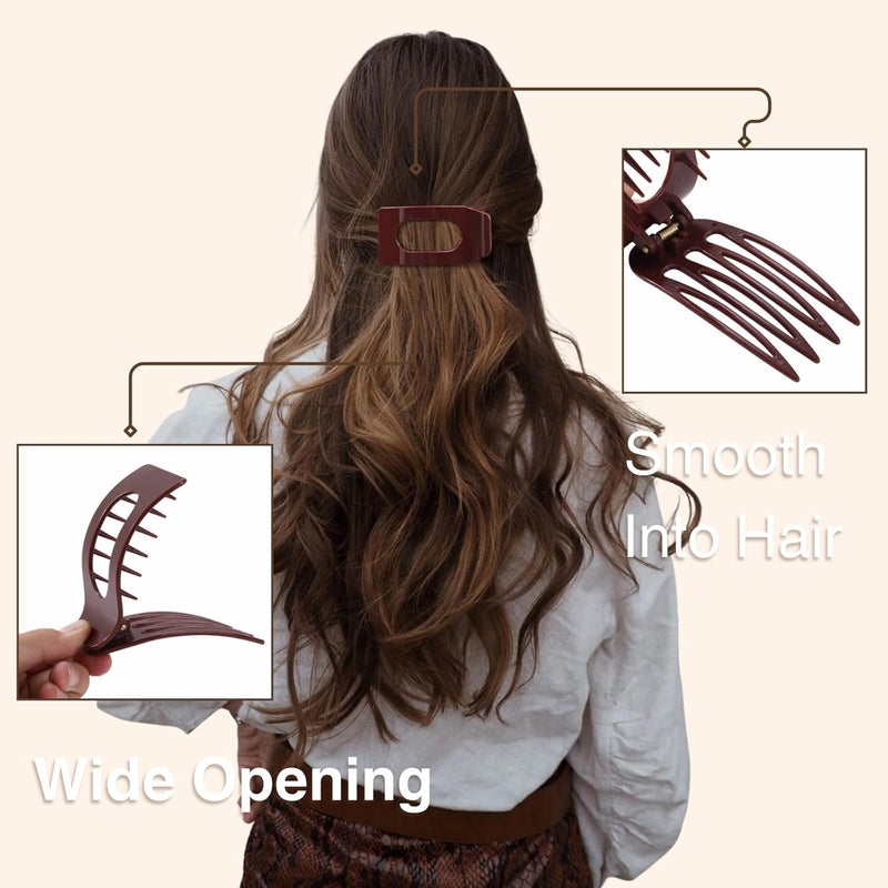 Drealoe 8 Pack Flat Hair Clips for Women – Large Glossy Neutral Rectangle No-Slip Claw Clips for Thick & Thin Hair, Strong Hold Square Hair Accessories for Work & Stylish Outfits - Image 4